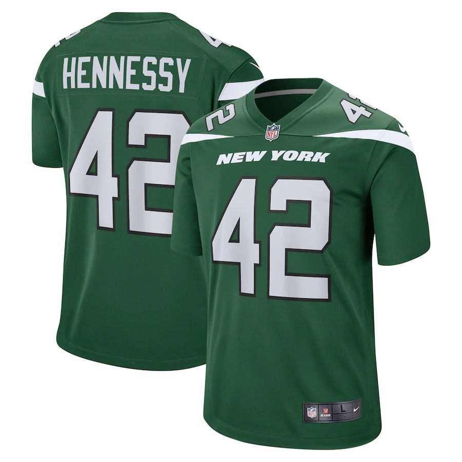 Men New York Jets #42 Thomas Hennessy Nike Gotham Green Game NFL Jersey